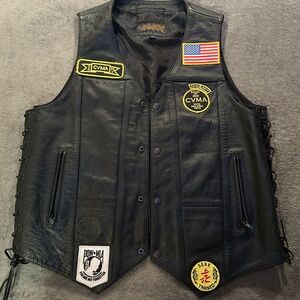 Street&Steel Leather Vest With Veteran Patches